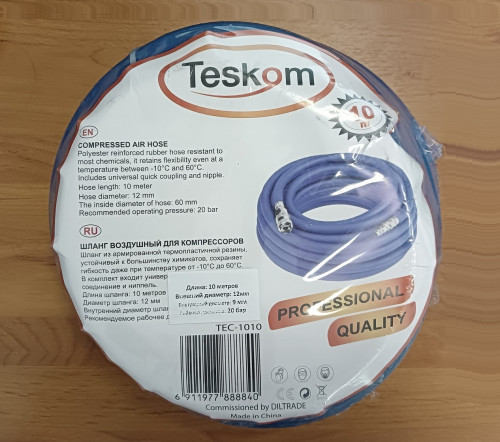 TESKOM Армированный воздушный шланг D9×12mm длина 10м, евростандарт